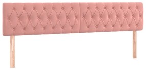 Cabeceira de cama c/ luzes LED veludo 180x7x78/88 cm rosa