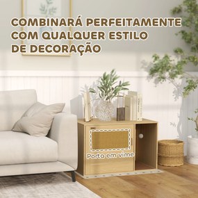 Móvel Caixa de Areia  80x50x50 cm (CAIXA PLASTICA NÃO INCLUIDA) para Gatos Caixa de Areia para Gatos com Tapete de Arranhar e Porta de Vime Branco