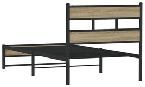 Estrutura de cama sem colchão 90x200 cm metal carvalho sonoma