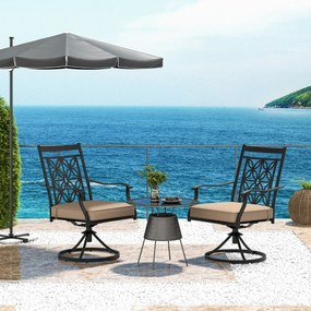 Conjunto de 2 cadeiras giratórias com estrutura metálica e impressão floral para jardim, piscina 70 x 60 x 92 cm Castanho, preto