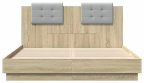 Estrutura cama c/ cabeceira/luzes LED 120x200cm carvalho sonoma