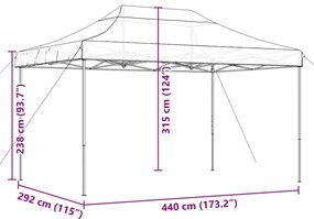 Tenda para festas pop-up dobrável 440x292x315 cm bege