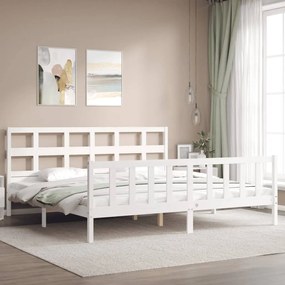 Estrutura cama Super King Size c/ cabeceira madeira branco