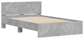 Estrutura de cama com cabeceira 120x190 cm cinzento cimento