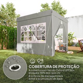 Tenda Dobrável Pop-Up 248x248x270 cm com 4 Paredes Laterais Anti-UV Altura Ajustável e Bolsa de Transporte Cinza Claro