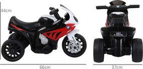 Mota Elétrica BMW para Crianças entre 18-36 Meses 6V com Faróis Música e Velocidade Máx. de 2,5 km/h 66x37x44 cm Vermelho