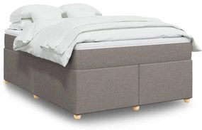 vidaXL Cama com molas/colchão 140x190 cm tecido castanho-acinzentado