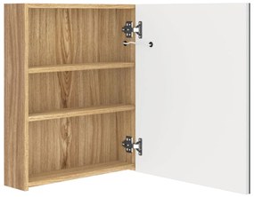 Armário espelhado casa de banho LED 50x14x60 cm branco/carvalho