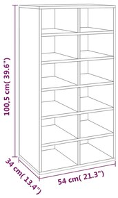 Sapateira Henny - Com 12 Compartimentos - Cor Castanho - 54x34x100,5 c