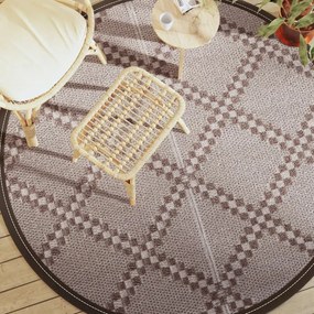 vidaXL Tapete de exterior Ø200 cm ARAKIL PP castanho