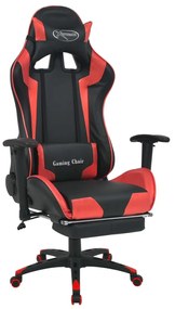 vidaXL Cadeira escritório reclin. estilo corrida c/ apoio pés vermelho