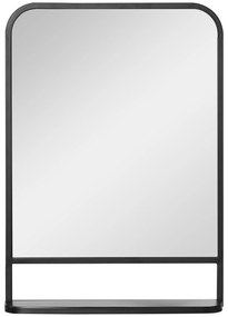 HOMCOM Espelho Decorativo de Parede 70x50cm Espelho Retangular de Metal com Prateleira de Armazenamento Estilo Moderno Preto | Aosom Portugal