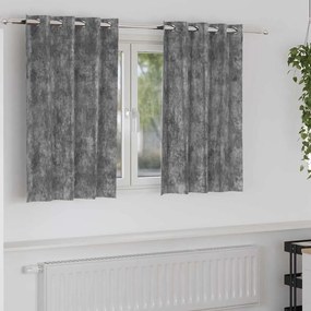 Cortinas de Veludo 2 pçs com Ilhós Cinza 140 x 140 cm