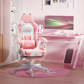 Cadeira Gaming com Orelhas Cadeira Gamer Reclinável com Altura Ajustáv