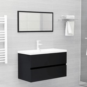 vidaXL 2 pcs conjunto de móveis de casa de banho contraplacado preto