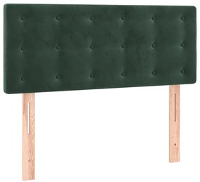 Cama com molas/colchão 90x190 cm veludo verde-escuro