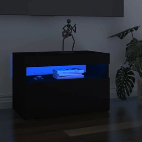 Móvel de TV com luzes LED 60x35x40 cm preto