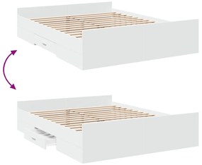 Estrutura de cama c/ gavetas 160x200cm derivados madeira branco