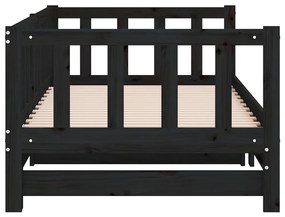 Estrutura sofá-cama de puxar 2x(90x190) cm pinho maciço preto