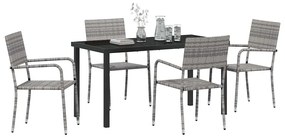 Conjunto de Jantar de 5 Peças em Cinza, feito de Rattan Sintético.