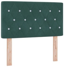 Cama Box Spring com Colchão e LED Verde Escuro 80x200 cm Veludo