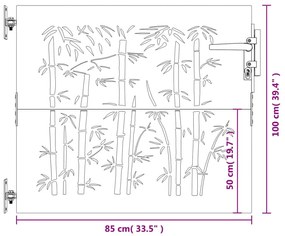 Portão de jardim 85x100 cm aço corten design bambu