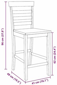 Bancos de bar 2 pcs madeira de seringueira maciça branco
