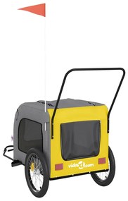 Reboque bicicleta p/ animais tecido oxford/ferro amarelo/cinza