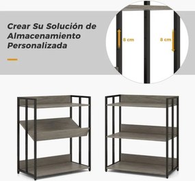 Estante de 3 prateleiras ajustáveis e estrutura metálica para cozinha, sala 70 x 35 x 81 cm Cinzenta