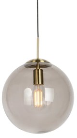 Candeeiro de pendente moderno em latão com vidro fumado 30 cm - Ball Moderno,Retro