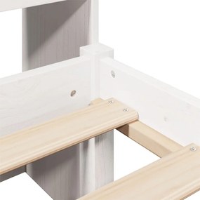 Cama com estante sem colchão 150x200 cm pinho maciço branco