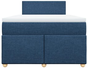 Cama boxspring com colchão 120x190 cm tecido azul