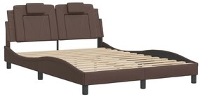 Estrutura cama c/ cabeceira 140x200cm couro artificial castanho