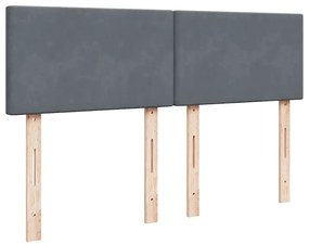 Cama com molas/colchão 140x190 cm veludo cinzento-escuro