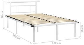 Estrutura de cama 120x200 cm metal branco