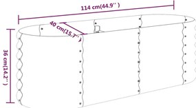 Canteiro elevado jardim 114x40x36cm aço revestido a pó castanho
