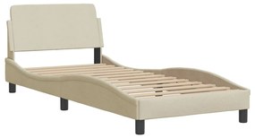 Cama com colchão 80x200 cm tecido cor creme