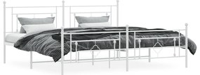 Estrutura de cama com cabeceira e pés 200x200 cm metal branco