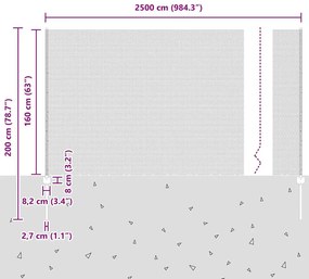 Postes de Cerca vidaXL 22 pcs U-Channel 160 cm Aço Galvanizado
