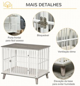 PawHut Gaiola para Cães de Madeira 86x60x70cm Gaiola para Cães com Ban