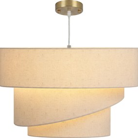 Candeeiro Suspenso com 3 Abajures, 50 x 50 x 37,5 cm, Altura Regulável, Bege