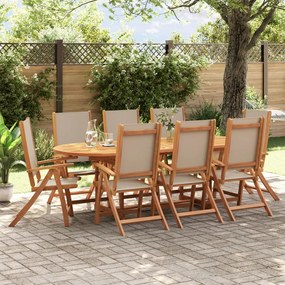 vidaXL 9 pcs conjunto de jantar para jardim acácia maciça e textilene