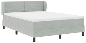 Cama Box Spring com Colchão Cinza Claro 140x200 cm Veludo