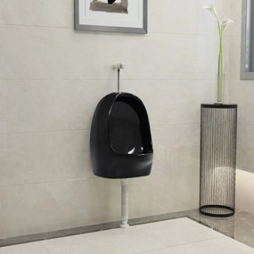 143988 vidaXL Urinol de parede com válvula de descarga cerâmica preto