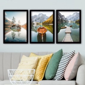 Pintura Decorativa em Moldura 3SC18 – Multicolor – 35 x 45 cm (3 Peças