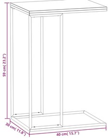 Mesa de apoio 40x30x59 cm derivados de madeira branco