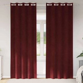 Cortinas Blackout vidaXL com Ilhós 2 pcs Vermelho Bordô Veludo