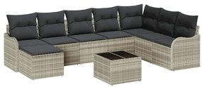 Conjunto de Sofá de Jardim vidaXL de 9 peças com Almofadas Cinzas Ratt