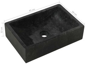 Lavatório 45x30x12 cm mármore preto brilhante