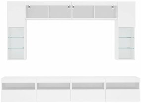 8 pcs conjunto de móveis de parede para TV com luzes LED branco